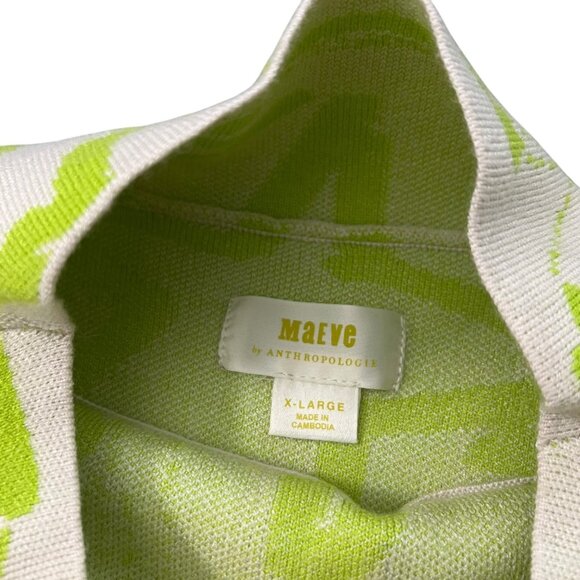 Maeve Anthropologie Carys Star Print Sweater Green XL Maximalist Twee Kidcore - Picture 4 of 10